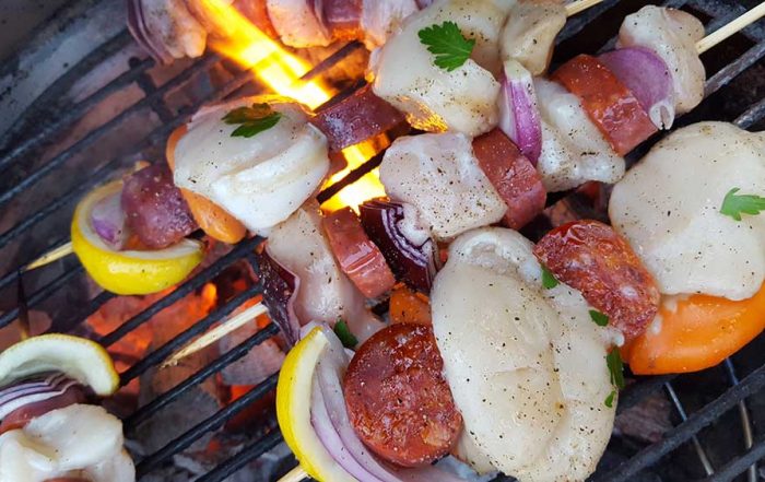 bbq fish recipes includes these tasty fish kebabs on the grill