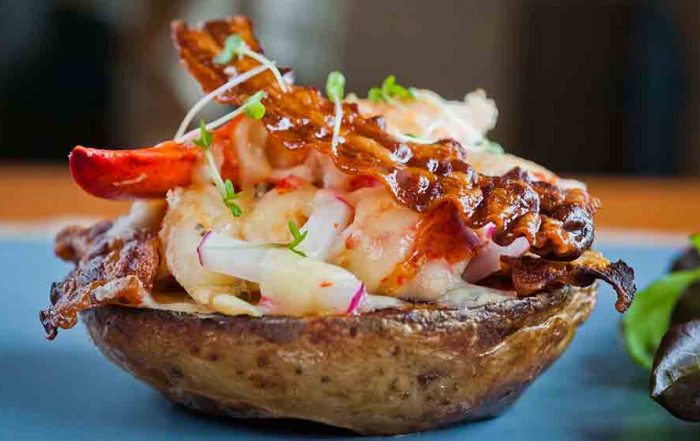 poato with Lobster, smoked bacon and apple