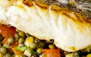 hake with spicy Thai lentils