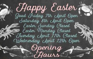 Easter 2023 opening times chalk board