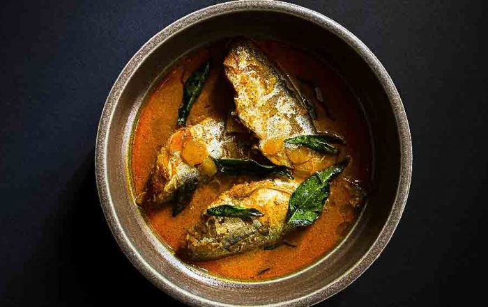 Fish curry in a bowl